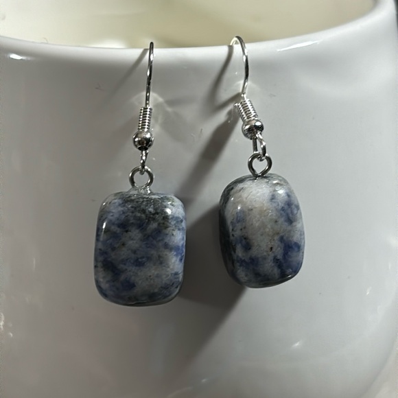 SATYAMANI Natural Stone Traditional Blue Solidate Semi-Precious Earrings S925 - Picture 4 of 5